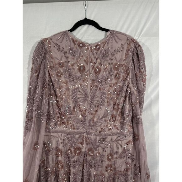 NEW MAC DUGGAL [‎ 12 ] 93930 Puff Sleeve Embellished A Line Gown Heather Purple - Picture 15 of 16